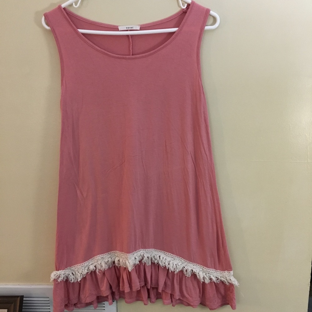 Pink tunic tank with ruffled bottom